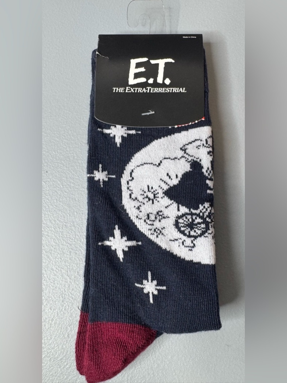 E.T. The Extra-TerrestrialNovelty Socks - Navy & Burgundy unisex bike scene